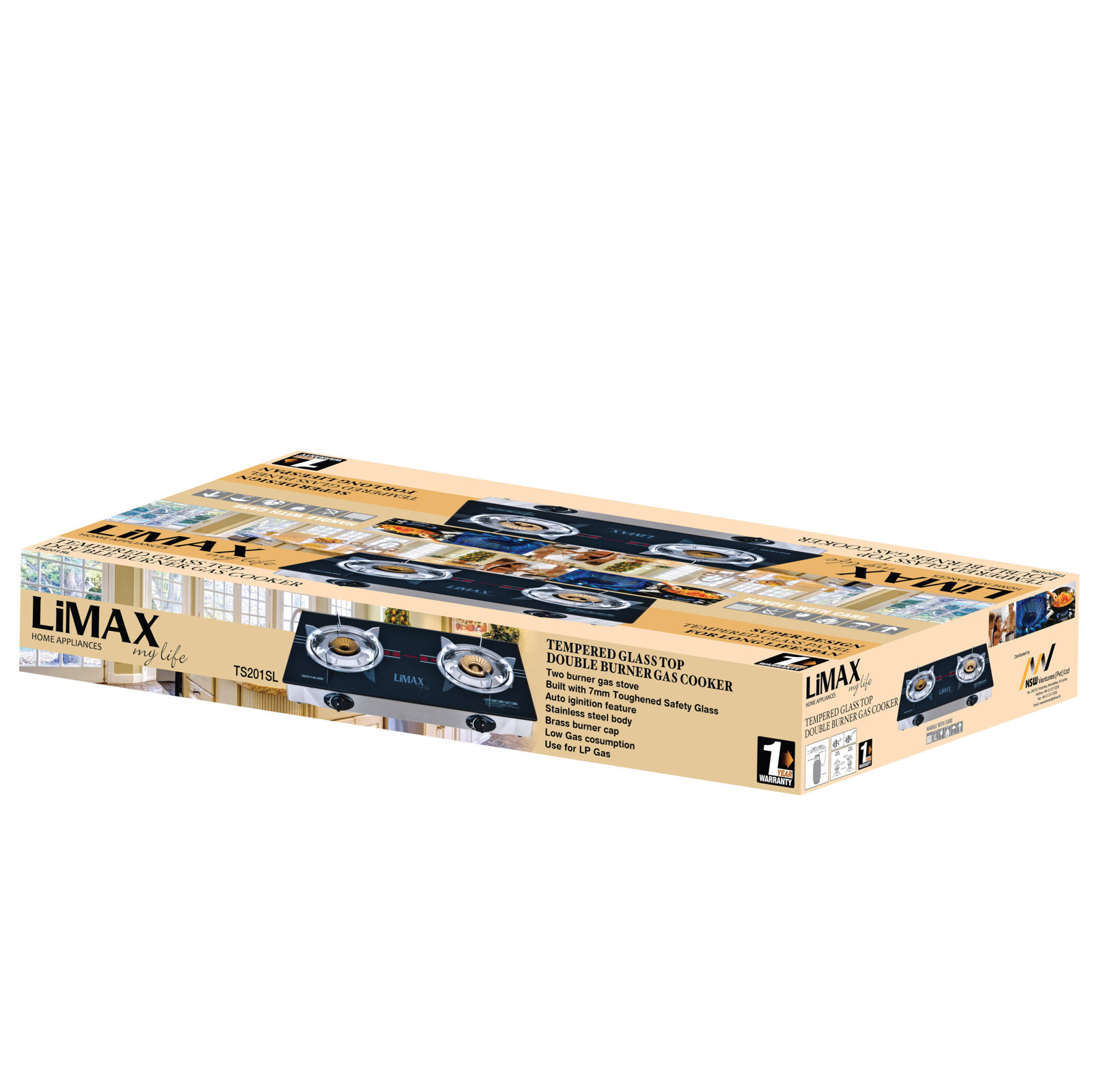 Tempered Glass Top Double Burner gas coocker